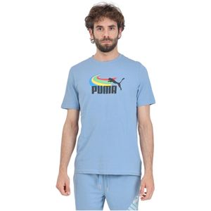 Puma, Tops, Heren, Blauw, L, Katoen, T-Shirts