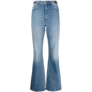 Paco Rabanne, Jeans, Dames, Blauw, XL, Katoen, Blauwe Flare Jeans