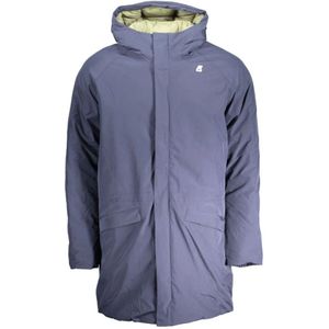 K-Way, Jassen, Heren, Blauw, 3Xl, Blauwe Hooded Jacket met Thermostretch