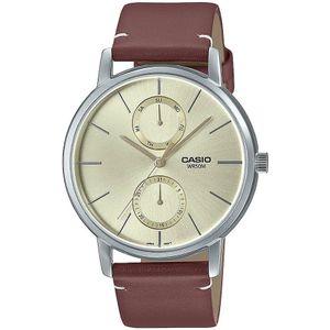 Casio, Heren Leren Band Kwarts Horloge Veelkleurig, Heren, Maat:ONE Size