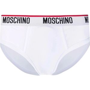 Moschino, Ondergoed, Heren, Wit, L, Witte Heren Slip met Logo Elastische Band