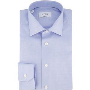 Eton, Overhemden, Heren, Blauw, XL, Katoen, Lichtblauw Zakelijk Overhemd Geruit