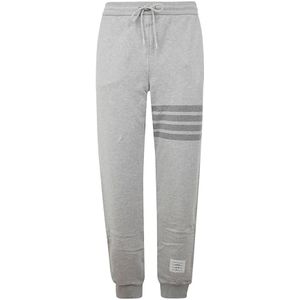 Thom Browne, Klassieke Loopback Trainingsbroeken met 4 Bar Stripe Grijs, Heren, Maat:L