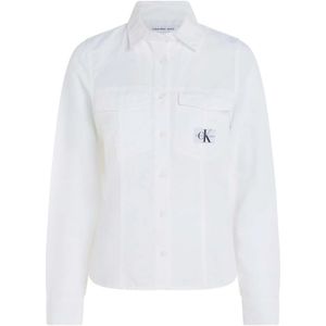 Calvin Klein Jeans, Blouses & Shirts, Dames, Wit, L, Katoen, Katoenen Overhemd Lange Mouw