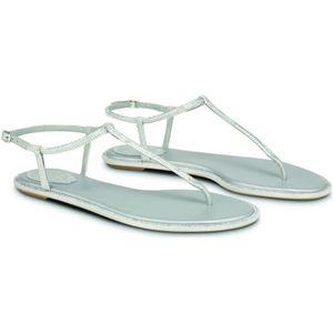 René Caovilla, Schoenen, Dames, Grijs, 37 1/2 EU, Leer, Flat Sandalen