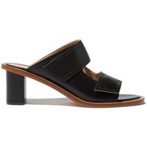 Scarosso, Kristy Mules - Zwarte Leren Hoge Hak Sandalen Zwart, Dames, Maat:38 1/2 EU