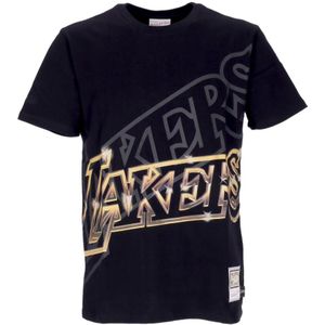 Mitchell & Ness, Tops, Heren, Zwart, S, Katoen, NBA Big Face Tee Los Angeles Lakers