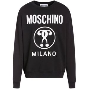 Moschino, Sweatshirts & Hoodies, Heren, Zwart, L, Katoen, Organisch Katoen Uniek Print Sweatshirt