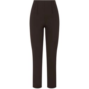 Patrizia Pepe, Broeken, Dames, Bruin, XS, Wol, Bruine Slim Fit Broek met Plooien