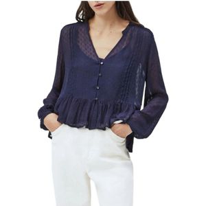 Pepe Jeans, Blouses & Shirts, Dames, Blauw, M, Polyester, Blouses