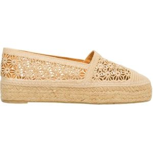 Castañer, Platte Gehaakte Espadrilles voor de Zomer Beige, Dames, Maat:41 EU