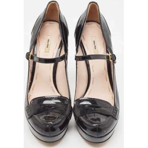 Miu Miu Pre-owned, Pre-owned, Dames, Zwart, 40 EU, Tweedehands leren hakken