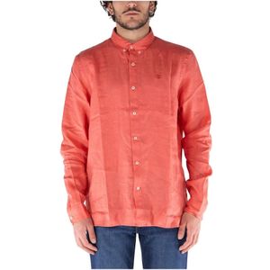 Timberland, Linnen Overhemd Oranje, Heren, Maat:2XL