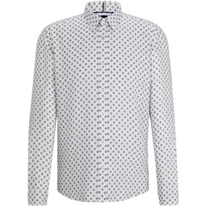 Hugo Boss, Overhemden, Heren, Veelkleurig, M, Bedrukt Oxford Overhemd Regular Fit
