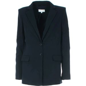 Patrizia Pepe, Jassen, Dames, Blauw, S, Katoen, Lange Blauwe Blazer voor Vrouwen