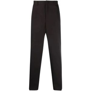 Jil Sander, Broeken, Heren, Bruin, L, Wol, Bruine Rechte Wollen Broek