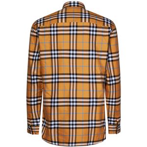 Burberry, Overhemden, Heren, Veelkleurig, M, Katoen, Stijlvol Oranje Geruite Overhemd