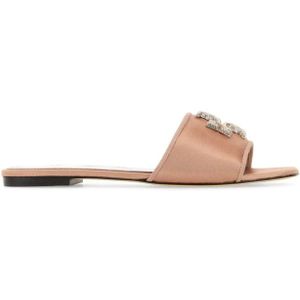 Tory Burch, Antiekroze Satijnen Eleanor Pantoffels Roze, Dames, Maat:39 EU