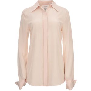 Sportmax, Blouses & Shirts, Dames, Roze, S, Zijden Slim Fit Overhemd