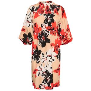 InWear, Korte jurk met bloemenprint en pofmouwen Veelkleurig, Dames, Maat:XS