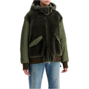 Blancha, Jassen, Dames, Groen, S, Nylon, Shearling Inzet Bomberjack