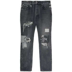 Palm Angels, Vernietigde 5-Pocket Jeans Zwart, Heren, Maat:W32