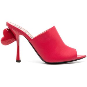 Moschino, Rode Slip-On Sandalen met Hartdetail Rood, Dames, Maat:38 EU