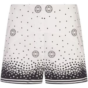 Elie Saab, Korte broeken, Dames, Veelkleurig, M, Witte Zijden Polka Dot Shorts