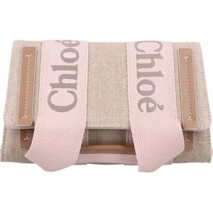 Chloé, Tassen, Dames, Beige, ONE Size, Linnen, Blushy Beige Woody Riemtas