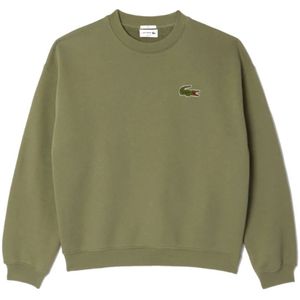 Lacoste, Sweatshirts & Hoodies, Heren, Groen, M, Badge Sweatshirt Loose Fit (Groen Khaki)