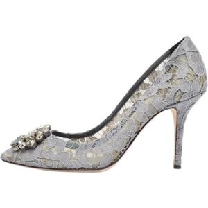 Dolce & Gabbana Pre-owned, Pre-owned, Dames, Grijs, 38 EU, Pre-owned Lace heels