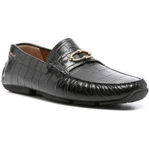 Bally, Schoenen, Heren, Zwart, 43 EU, Leer, Slip-On Schoenen met Krokodilleneffect