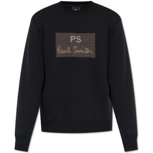 PS By Paul Smith, Sweatshirts & Hoodies, Heren, Zwart, M, Katoen, Katoenen sweatshirt