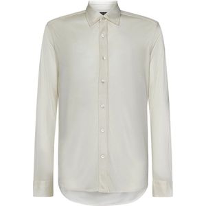 Tom Ford, Overhemden, Heren, Wit, L, Witte Doorschijnende Zijden Jersey Shirt