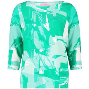 Betty Barclay, Sweatshirts & Hoodies, Dames, Veelkleurig, S, Geribbeld Sweatshirt met Modern Grafisch Patroon