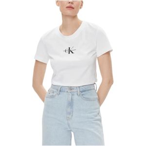 Calvin Klein Jeans, Tops, Dames, Wit, L, Katoen, T-Shirts