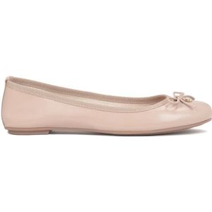 Kazar, Schoenen, Dames, Beige, 40 EU, Leer, Nude leren ballerina's met strik en metalen label