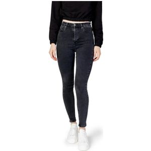 Tommy Jeans, Zwarte Jeans met Rits en Knoopsluiting Zwart, Dames, Maat:W29 L32