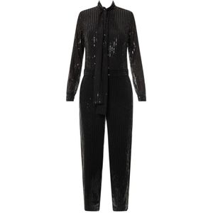 Michael Kors, Sequin Jumpsuit met knoopsluiting Zwart, Dames, Maat:M