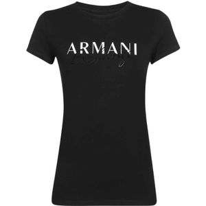 Armani Exchange, Tops, Dames, Zwart, L, Katoen, Klassieke Stijl T-Shirt, Diverse Kleuren