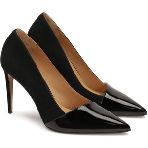 Kazar, Schoenen, Dames, Zwart, 35 1/2 EU, Suède, Suède pumps met gelakte neuzen