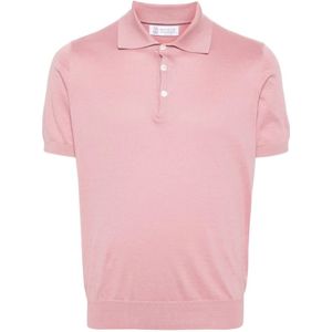 Brunello Cucinelli, Tops, Heren, Roze, S, Katoen, Polo Shirts