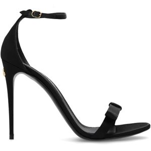 Dolce & Gabbana, Schoenen, Dames, Zwart, 40 EU, Satijn, Hoge sandalen met hak Keira