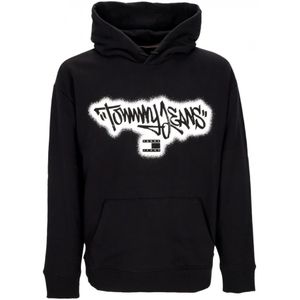 Tommy Hilfiger, Sweatshirts & Hoodies, Heren, Zwart, M, Relaxed Spray Graffiti Hoodie Zwart