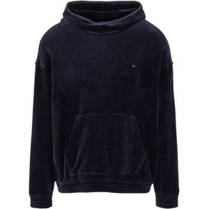 Emporio Armani, Sweatshirts & Hoodies, Heren, Blauw, L, Logo Hoodie voor Casual Garderobe