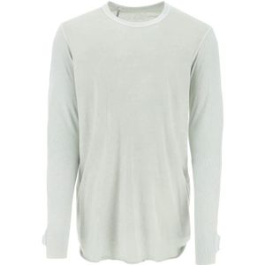 Boris Bidjan Saberi, Longsleeve katoenen T-shirt Ls 1.2 Beige, Heren, Maat:M