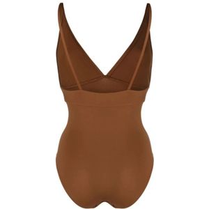 Eres, Badkleding, Dames, Bruin, M, Spandex, Caramel Bruine V-Hals Badpak