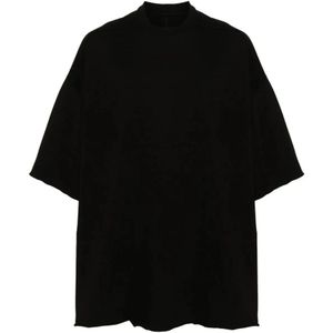 Rick Owens, Zwarte katoenen T-shirt met ronde hals en korte mouwen Zwart, Heren, Maat:ONE Size
