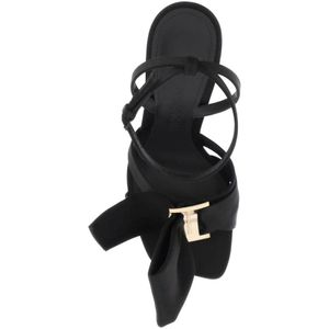 Salvatore Ferragamo, Schoenen, Dames, Zwart, 39 EU, Satijn, High Heel Sandalen