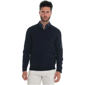 Boss, Truien, Heren, Blauw, 2Xl, Wol, Slim Fit Wol V-Hals Trui